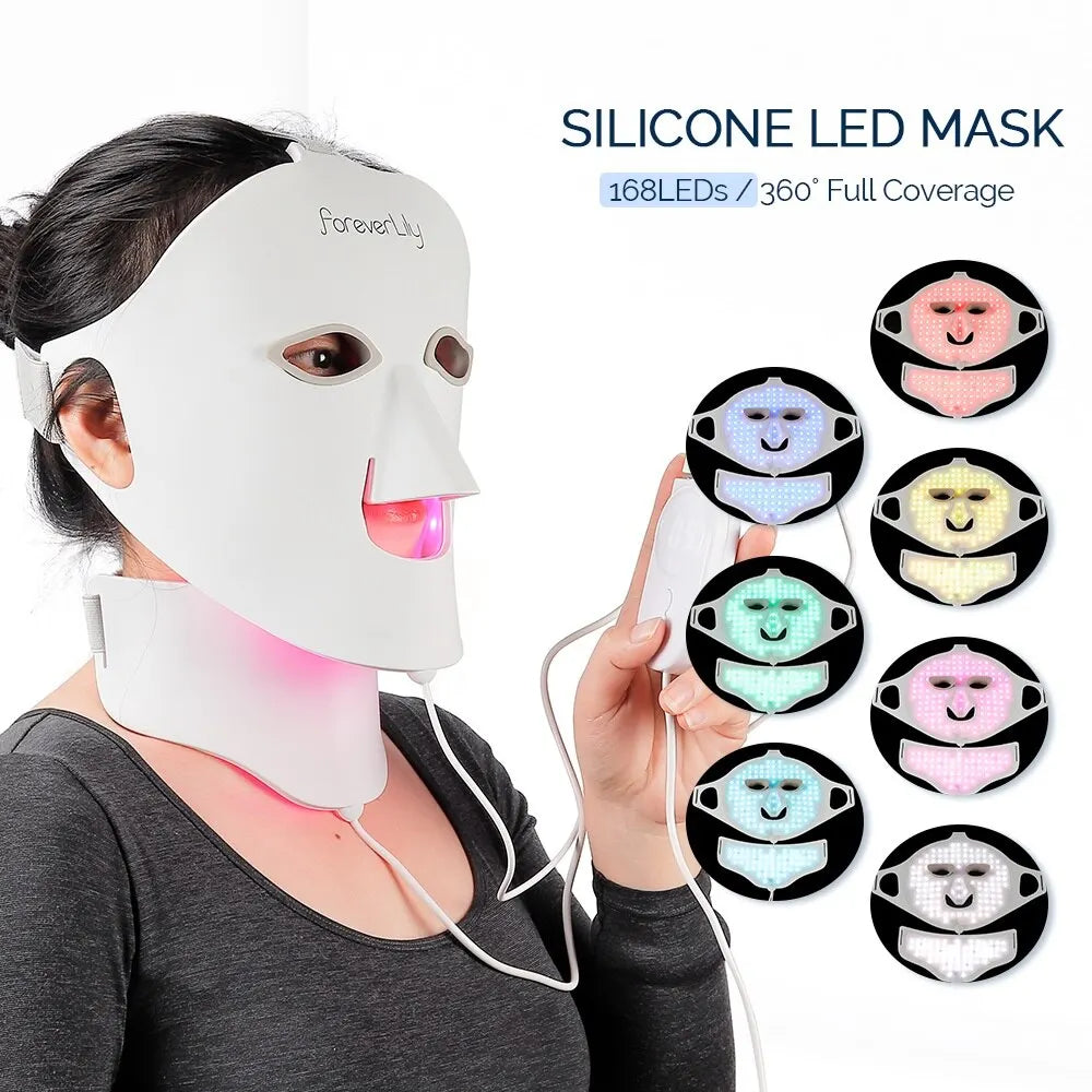 The ForeverLily LED Light Therapy Mask offers full facial coverage with 168 LEDs, designed to target various skin concerns. With multiple light settings, it helps reduce acne, improve skin tone, and promote collagen production for smoother, healthier skin. The comfortable silicone mask fits securely, allowing for hands-free use. Perfect for home skincare treatments, this mask provides a convenient and effective solution for radiant skin.