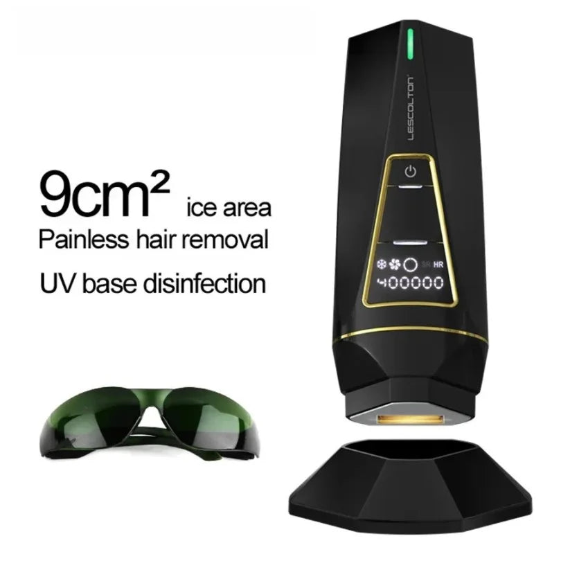 Achieve smooth, hair-free skin with the Lesscolton Multi-Function Ice Cool Laser Hair Removal device. Equipped with a 9cm² ice area, it ensures painless hair removal while the built-in UV base disinfection keeps the tool hygienic. The advanced ice cooling feature reduces discomfort during use, making it ideal for sensitive skin. This efficient and convenient device provides long-lasting results, helping you maintain soft and hair-free skin without the hassle of salon visits.