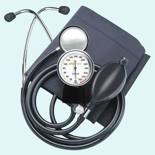 This aneroid sphygmomanometer includes a stethoscope, perfect for accurate and reliable blood pressure measurements. Featuring a large, easy-to-read dial, durable cuff, and adjustable inflation, it’s ideal for healthcare professionals and home use.