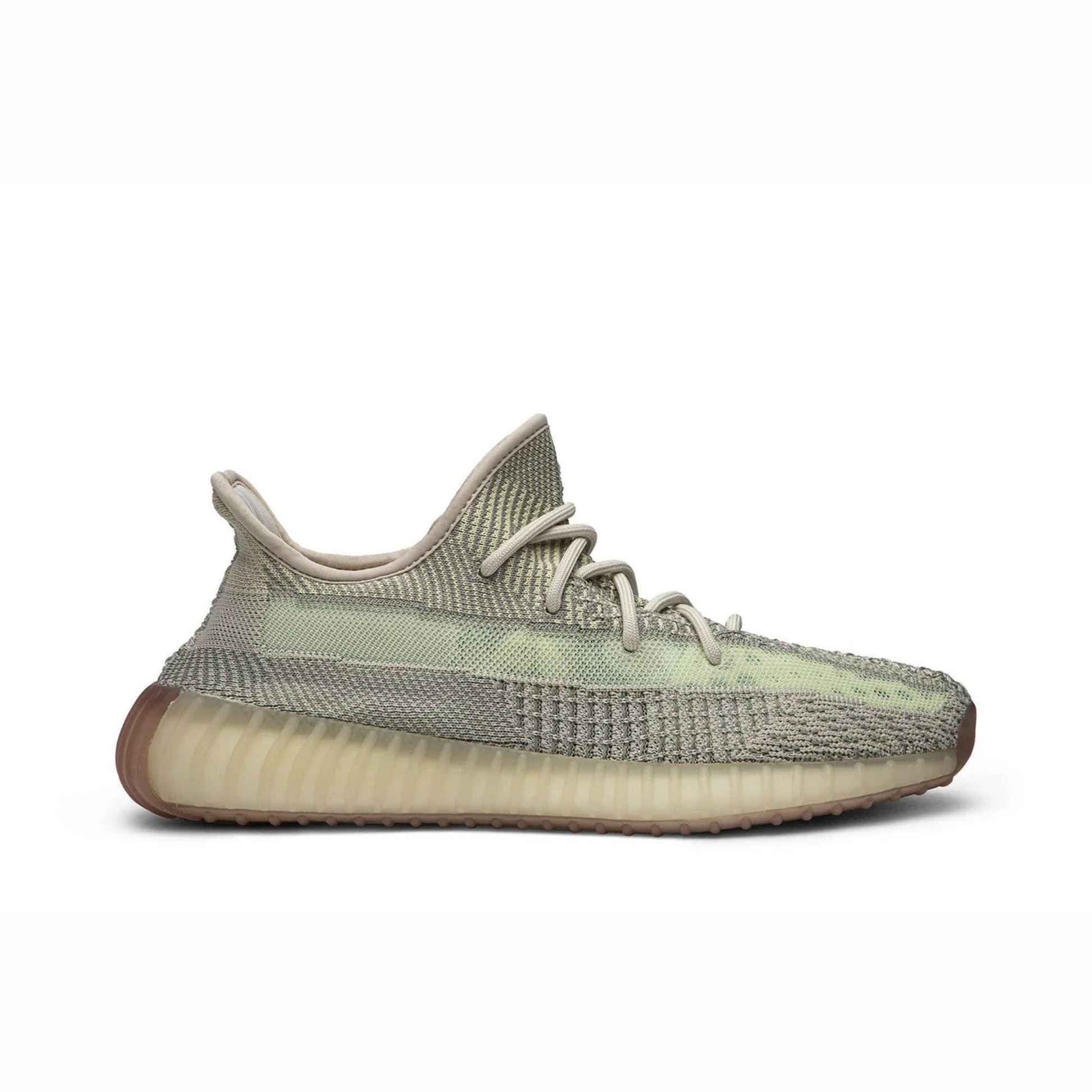 Yeezy Boost 350 V2 sneaker featuring breathable Primeknit upper, BOOST cushioned sole, ribbed outsole, and minimalist low-profile design.