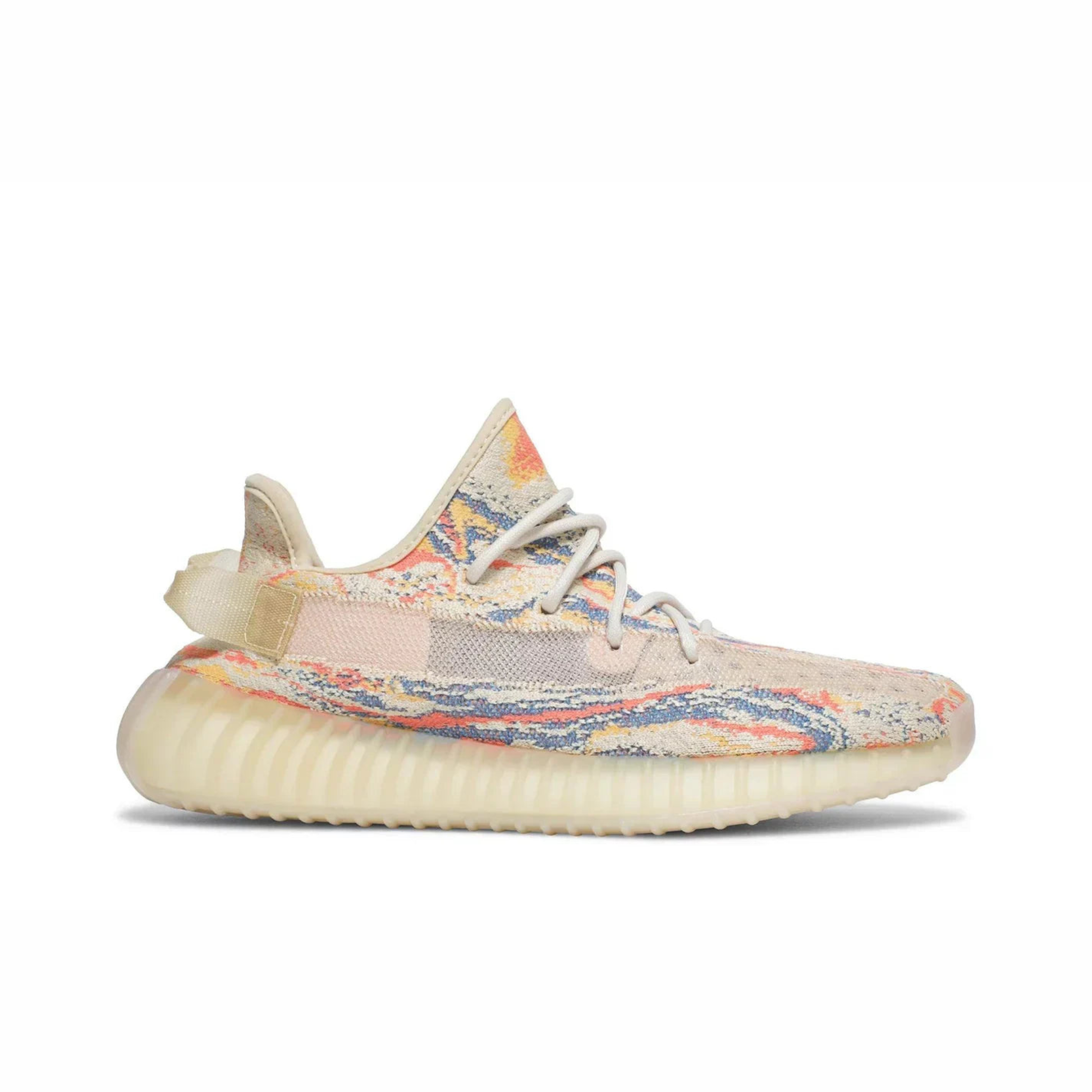 Yeezy Boost 350 V2 sneaker featuring breathable Primeknit upper, BOOST cushioned sole, ribbed outsole, and minimalist low-profile design.