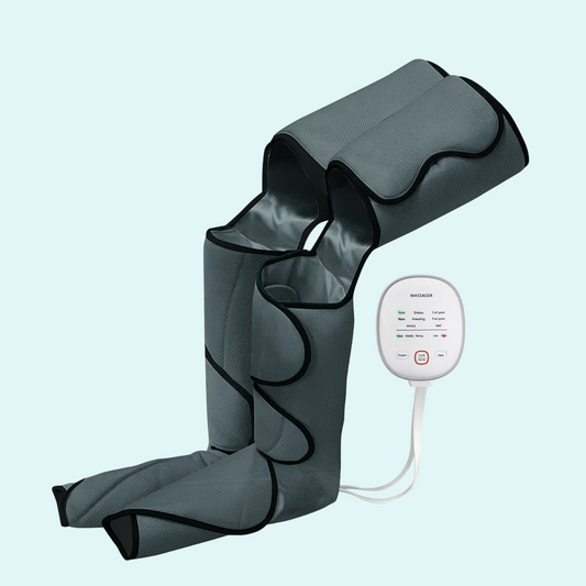 The Comprax Air Compression Leg Massager is designed to provide soothing relief for tired, sore legs by using air compression therapy. This device features adjustable settings to target specific areas of the legs, improving blood circulation and alleviating muscle fatigue. Its easy-to-use control panel allows you to customize the intensity and mode of the massage, offering a comfortable, relaxing experience. Ideal for post-workout recovery or long hours of sitting, this massager helps relieve swelling.