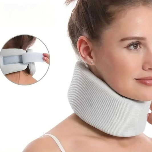 This adjustable neck support collar is designed to provide pain relief and improve posture by gently stretching the neck and relieving tension. The ergonomic, soft material ensures comfort, while the Velcro straps allow for easy adjustment to fit your neck size. Ideal for relieving neck pain, stiffness, or strain, it offers targeted support to help with recovery and comfort. Perfect for use at home or on the go.