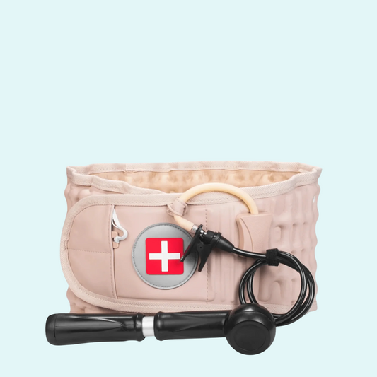 This air compression back belt is designed to provide targeted spinal decompression for pain relief and improved posture. The belt inflates using the attached pump, gently pulling the spine to alleviate pressure and reduce back pain. Perfect for those with herniated discs, muscle strains, or chronic back discomfort, it offers adjustable support for a customized fit and comfort. Ideal for daily use at home or work.
