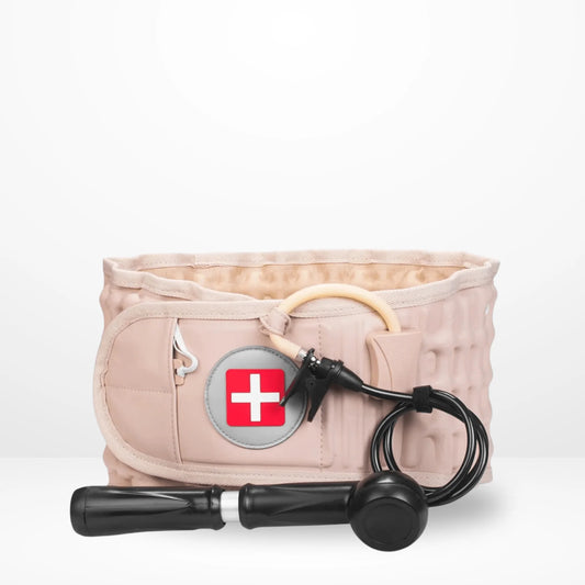 This air compression back belt is designed to provide targeted spinal decompression for pain relief and improved posture. The belt inflates using the attached pump, gently pulling the spine to alleviate pressure and reduce back pain. Perfect for those with herniated discs, muscle strains, or chronic back discomfort, it offers adjustable support for a customized fit and comfort. Ideal for daily use at home or work.