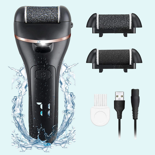 This electric foot file is designed to effectively remove calluses and dead skin, leaving your feet feeling smooth and soft. The waterproof device features a powerful roller head that gently exfoliates tough skin while ensuring comfort. It includes two replacement rollers, a USB charging cable, and a cleaning brush. Ideal for at-home pedicures, it’s easy to use and maintain for perfect, smooth feet.