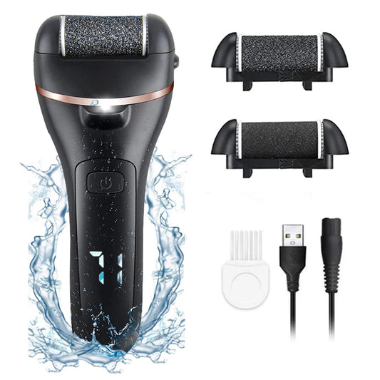 This electric foot file is designed to effectively remove calluses and dead skin, leaving your feet feeling smooth and soft. The waterproof device features a powerful roller head that gently exfoliates tough skin while ensuring comfort. It includes two replacement rollers, a USB charging cable, and a cleaning brush. Ideal for at-home pedicures, it’s easy to use and maintain for perfect, smooth feet.