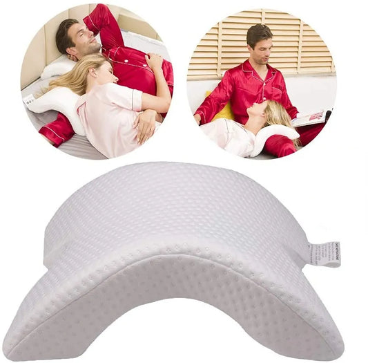 This U-shaped curved pillow provides optimal neck and head support for a restful sleep. Its ergonomic design promotes proper alignment, reducing neck pain and discomfort. Perfect for back or side sleepers, it offers added comfort during sleep or while relaxing. Ideal for travel or home use, this pillow ensures a better night's sleep. Soft, breathable fabric enhances comfort and durability.