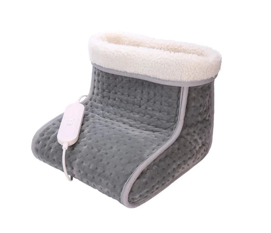 This cozy foot warmer is made from soft flannel fleece, offering warmth and comfort for your feet on cold days. With an adjustable heat setting, it provides soothing relief for tired, chilly feet. The plush interior ensures maximum comfort, while the convenient control button allows for easy temperature adjustments. Perfect for use at home or in the office.