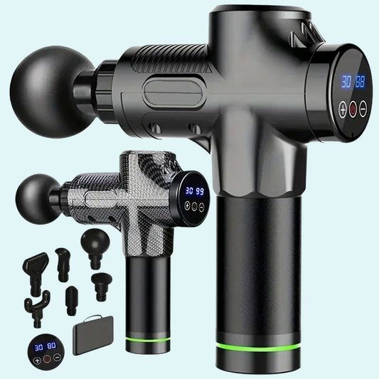 This powerful massage gun features 30 adjustable speeds and 8 interchangeable heads to provide targeted muscle relief and relaxation. The intuitive touch screen makes it easy to control the intensity, while the ergonomic design ensures comfort during use. Ideal for athletes or anyone in need of deep tissue massage, it helps to reduce muscle tension, improve circulation, and promote recovery.