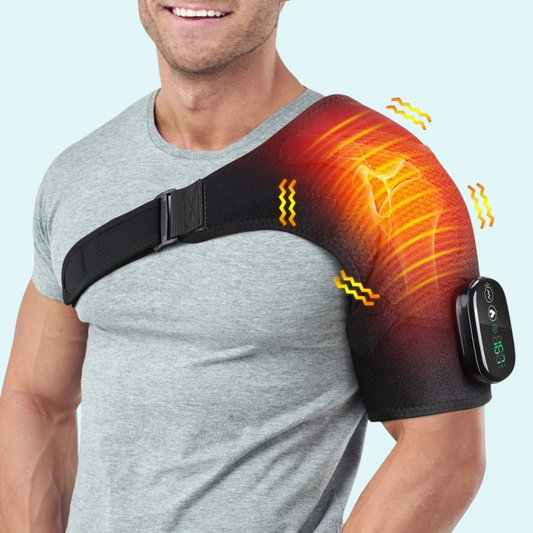 This heating shoulder massager combines heat therapy and vibration to relieve shoulder pain, reduce tension, and improve circulation. Perfect for soothing sore muscles and alleviating discomfort from prolonged sitting or physical strain. Adjustable and portable, it provides targeted relaxation with easy-to-use controls.