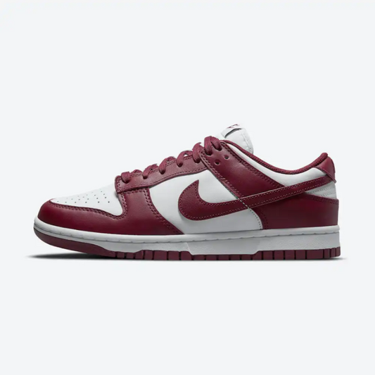 Nike Dunk Low Bordeaux 40BG sneaker with premium leather and bold burgundy accents on a low-top silhouette.