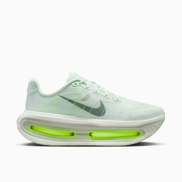 Vomero Premium Barely Volt sneaker featuring breathable black mesh upper, bright volt green accents, cushioned sole with visible Air units, and modern performance-inspired design.