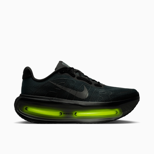 Nike Vomero Premium sneaker in black and volt featuring breathable mesh upper, ZoomX cushioning, and visible Air Zoom units designed for maximum comfort and performance.